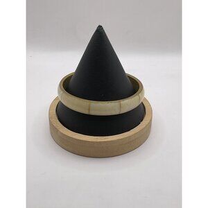 Vintage Creamy Beige Bangle Bracelet Round Resin Material Subtle Marbled Pattern